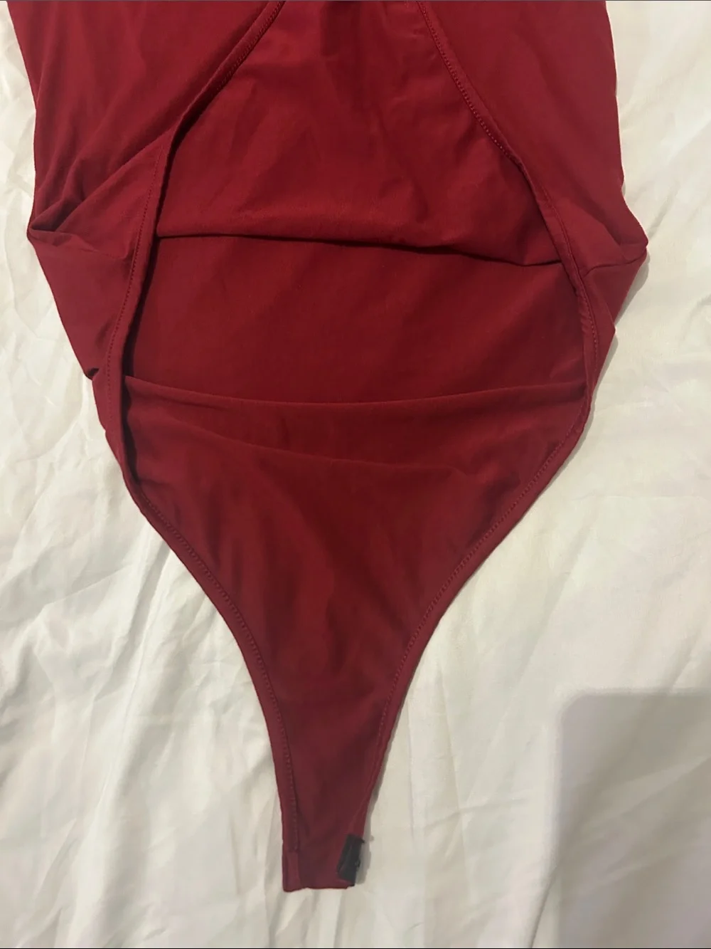 SHEIN Deep Red Short-Sleeve One-Piece Bodysuit